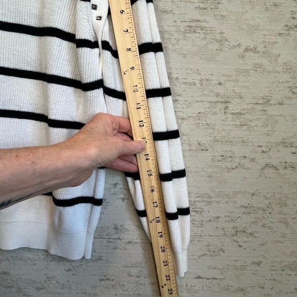 IKKS Women Striped Black and White Sweater Sz L Nautical Coastal Preppy Prep - Picture 16 of 16
